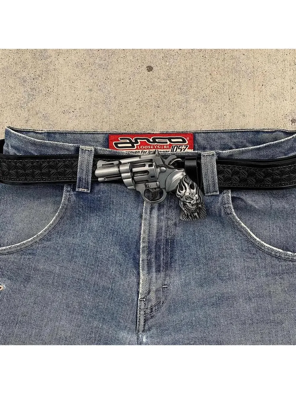 Grunge Punk Gun Skeleton Y2K 2000s style belt. 47 inches length